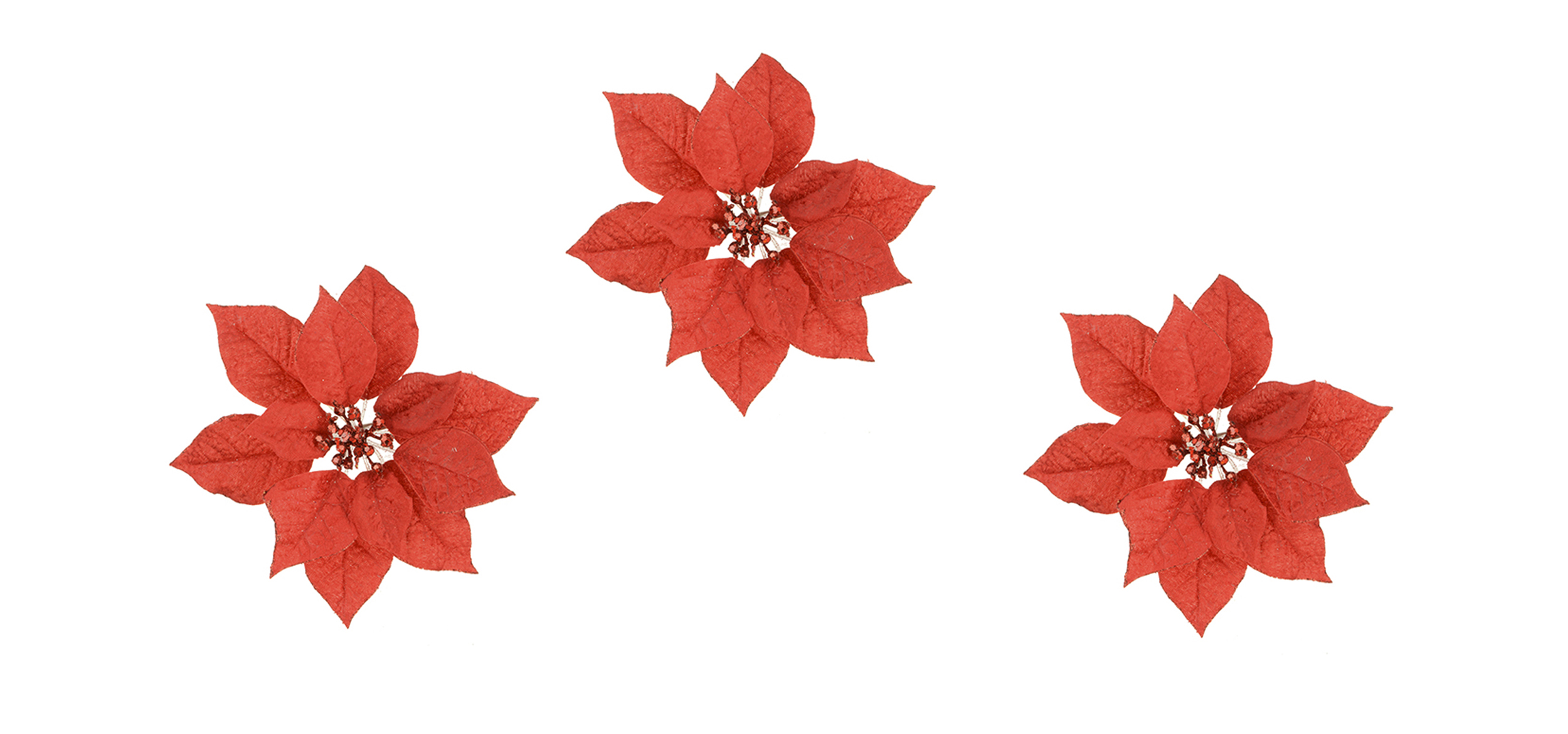 3 x Luxury Red Poinsettia Clip on Christmas Decoration Picks 22cm eBay